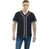 BAICAIYU Men's Baseball Jersey Sports Softball Shirt Short Sleeve Club Casual Wear Fashion Button V-Neck Wide Stripe (Black,S,Small) view 1