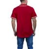 Men's Baseball Jersey Sports Softball Shirt Short Sleeve Club Casual Wear Fashion Button V-Neck Wide Stripe (Red,XXL,XX-Large) view 3