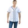 BAICAIYU Men's Baseball Jersey Sports Softball Shirt Short Sleeve Club Casual Wear Fashion Button V-Neck Wide Stripe (White,M,Medium) view 1