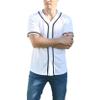 BAICAIYU Men's Baseball Jersey Sports Softball Shirt Short Sleeve Club Casual Wear Fashion Button V-Neck Wide Stripe (White,M,Medium) view 2
