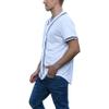BAICAIYU Men's Baseball Jersey Sports Softball Shirt Short Sleeve Club Casual Wear Fashion Button V-Neck Wide Stripe (White,M,Medium) view 3