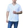 BAICAIYU Men's Baseball Jersey Sports Stripe Softball Shirt Short Sleeve Club Casual Fashion Button V-Neck (Stripe,XXL,XX-Large) view 1