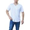 BAICAIYU Men's Baseball Jersey Sports Stripe Softball Shirt Short Sleeve Club Casual Fashion Button V-Neck (Stripe,XXL,XX-Large) view 2