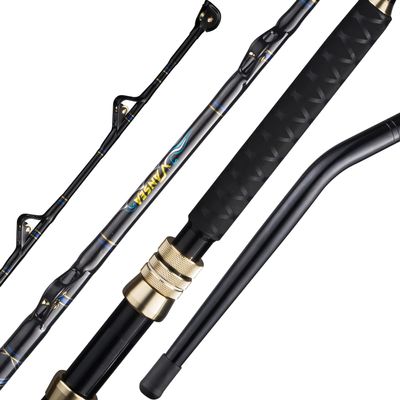 FISHAPPY Saltwater Offshore Bent Butt Trolling Rod Deep Sea Big Game Rod Conventional Boat Fishing Pole (6' - 80-150lbs)