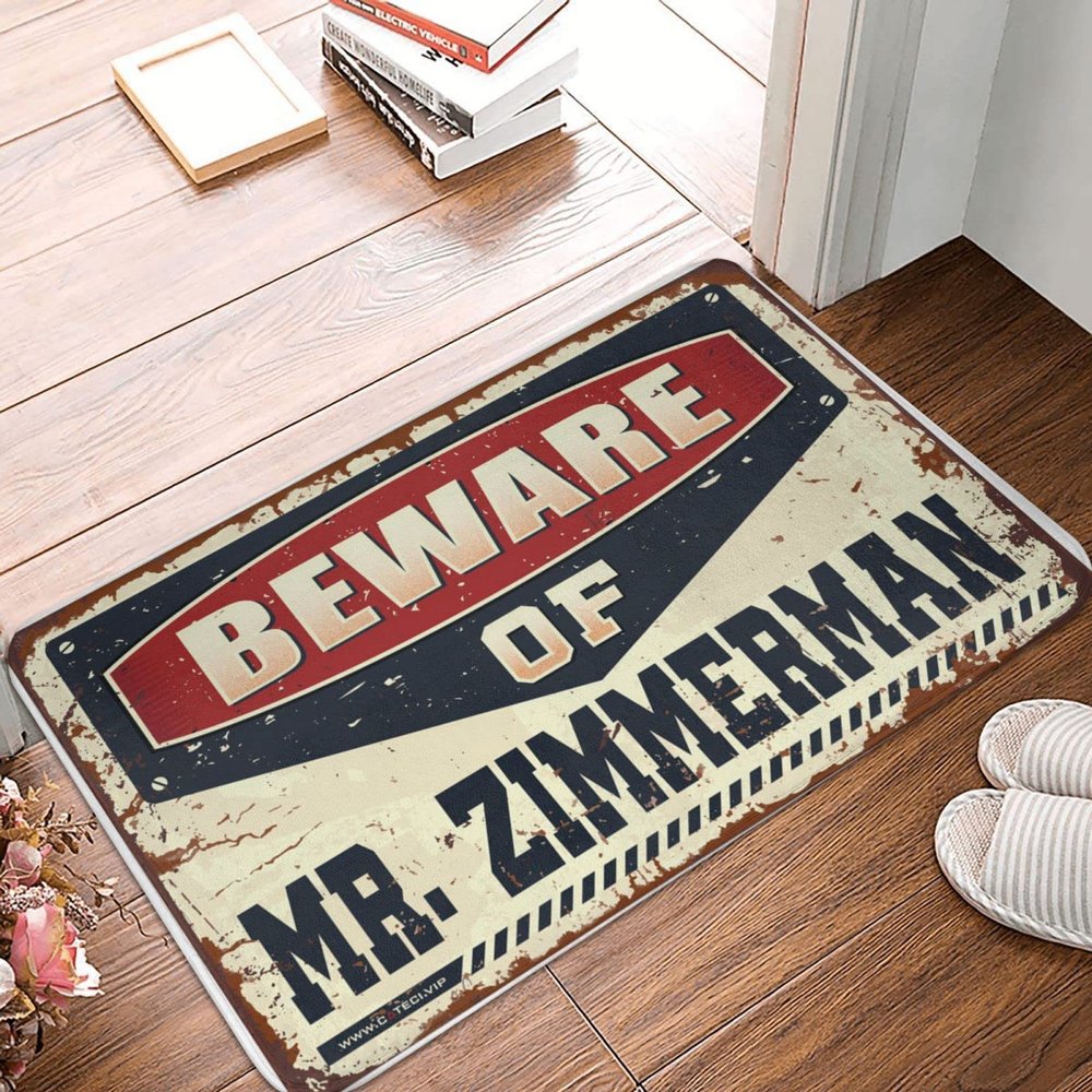 Abipuir Outside Mats for Front Door Beware of Mr. Zimmerman Doormat Man Cave Accessories House Mats Outdoor Funny (Size : 40X60CM)