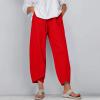 QWENTMTNTY Plus Size Capris Pants for Women Cotton Linen Wide Leg Casual Summer Comfy High Waisted Loose Crop Pants Pockets view 2