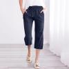 QWENTMTNTY Plus Size Capris Pants for Women Cotton Linen Wide Leg Casual Summer Comfy High Waisted Loose Crop Pants Pockets view 2