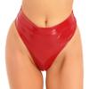 Hedmy Women's Metallic High Waisted Booty Shorts Shiny Cheeky Dance Festival Rave Bottoms Boyshorts Buckle Red A X-Large view 1