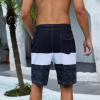 Arcweg Mens Swim Trunks with Compression Liner 9 inch 2 in 1 Shorts Big and Tall,Quick Dry, Black White Gray view 3