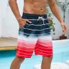 Arcweg Mens Swim Trunks with Compression Liner 9 inch 2 in 1 Shorts Big and Tall,Quick Dry, Black Gradient Red view 2