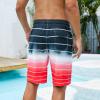 Arcweg Mens Swim Trunks with Compression Liner 9 inch 2 in 1 Shorts Big and Tall,Quick Dry, Black Gradient Red view 3