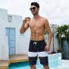 Arcweg Mens Swim Trunks with Compression Liner 9 inch 2 in 1 Shorts Big and Tall,Quick Dry, Black White Gray view 2