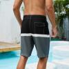 Arcweg Mens Swim Trunks with Compression Liner 9 Men Beach Board 2 in 1 Bathing Suit with Zipper Pockets, Quick Dry Black Gray view 3