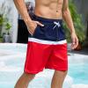 Arcweg Mens Swim Trunks with Compression Liner 9 inch 2 in 1 Shorts Big and Tall,Quick Dry, Dark Blue Red view 2