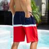 Arcweg Mens Swim Trunks with Compression Liner 9 inch 2 in 1 Shorts Big and Tall,Quick Dry, Dark Blue Red view 3