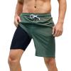 Arcweg Mens Swim Trunks with Compression Liner 9 inch 2 in 1 Shorts Big and Tall,Quick Dry, Army Green view 1
