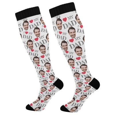 Best Dad Custom Compression Socks for Women and Men Circulation Face Personalized Long Socks for Athletic Running 2