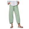 QWENTMTNTY Plus Size Capris Pants for Women Cotton Linen Wide Leg Casual Summer Comfy High Waisted Loose Crop Pants Pockets view 1