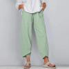 QWENTMTNTY Plus Size Capris Pants for Women Cotton Linen Wide Leg Casual Summer Comfy High Waisted Loose Crop Pants Pockets view 2