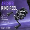 DOVIELLO GKA200 Baitcasting Fishing Reel - 7.1:1 High-Speed Gear Ratio, 20LB Carbon Drag, 5 Magnet Braking System, Low Profile Design - Left Hand Orange Reel Dual spools view 2