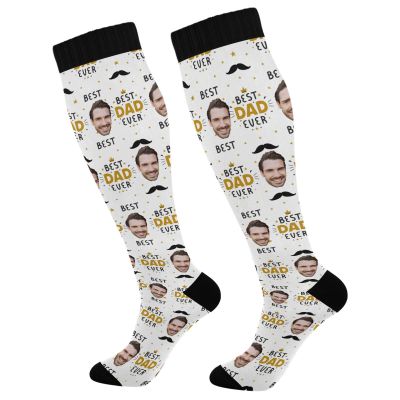 Best Dad Ever Compression Socks for Women and Men Circulation Face Custom Long Socks for Athletic Running 2