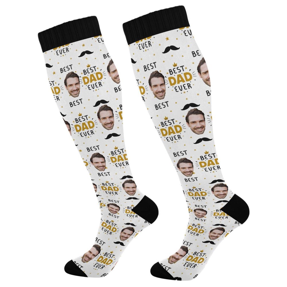 Best Dad Ever Compression Socks for Women and Men Circulation Face Custom Long Socks for Athletic Running 2