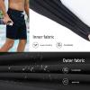 Arcweg Mens Swim Trunks with Compression Liner 9 inch 2 in 1 Shorts Big and Tall,Quick Dry, Black view 4