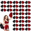 60 Pcs Cheerleading Pom Poms Cheer Pompoms Metallic Foil Pompoms with Plastic Handles for Cheering Squad Team Spirited Sports Dance(Black, Red) view 1