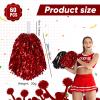 60 Pcs Cheerleading Pom Poms Cheer Pompoms Metallic Foil Pompoms with Plastic Handles for Cheering Squad Team Spirited Sports Dance(Black, Red) view 2