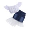 ZFTTZYMX Little Girls Summer Clothes Set Bowknot Headband + Ruffle Tops + Ripped Denim Shorts Baby Kids Fashion Outfits 3PCS view 1