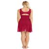 TiaoBug Women's Lyrical Dance Dress Asymmetric Chiffon Skirted Ballet Gymnastics Leotard Dress Red Large view 2