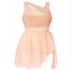TiaoBug Women's Lyrical Dance Dress Asymmetric Chiffon Skirted Ballet Gymnastics Leotard Dress Pink X-Large view 3
