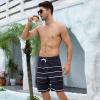 Arcweg Mens Swim Trunks with Compression Liner 9 inch 2 in 1 Shorts Big and Tall,Quick Dry, Black and Gray Stripes view 2