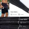 Arcweg Mens Swim Trunks with Compression Liner 9 inch 2 in 1 Shorts Big and Tall,Quick Dry, Black and Gray Stripes view 4