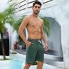 Arcweg Mens Swim Trunks with Compression Liner 9 inch 2 in 1 Shorts Big and Tall,Quick Dry, Army Green view 2