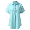 XUETON Womens Button Down Blouse Work Shirts Short Sleeve V Neck Casual Loose Collared Plain Tops with Pockets Summer T Shirt view 3