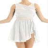 TiaoBug Women's Lyrical Dance Dress Asymmetric Chiffon Skirted Ballet Gymnastics Leotard Dress White Small view 1