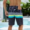 Arcweg Mens Swim Trunks with Compression Liner 9 inch 2 in 1 Shorts Big and Tall,Quick Dry, Black Stripe Printing view 3