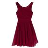 TiaoBug Women's Lyrical Dance Dress Asymmetric Chiffon Skirted Ballet Gymnastics Leotard Dress Wine Red X-Small view 4