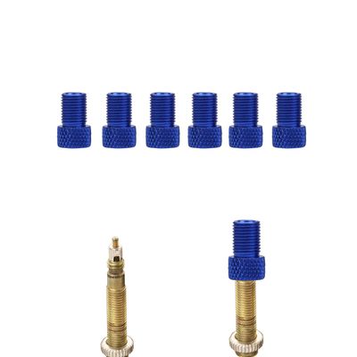 Presta to Schrader Valve Adapter for Bike, Inflate Presta Valve Tire with Air Compressor or Regular Bike Pump - 6 Pieces, Multiple Color Options (Blue)