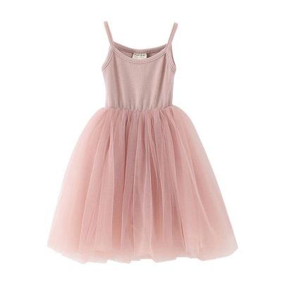 Kids Toddler Baby Girls Knit Autumn Winter Solid Tulle Long Sleeve Princess Dress Clothes 1/5 Year (E-Pink, 5-6 Years)