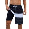 Arcweg Mens Swim Trunks with Compression Liner 9 inch 2 in 1 Shorts Big and Tall,Quick Dry, Black White Gray view 1