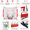 AOLIGEIJS 7'X7' Baseball Softball Practice Net with Tee, Bonus Strike Zone, Bow Frame - Red Net, Tee, Batter Dummy view 2
