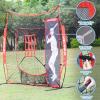 AOLIGEIJS 7'X7' Baseball Softball Practice Net with Tee, Bonus Strike Zone, Bow Frame - Red Net, Tee, Batter Dummy view 3