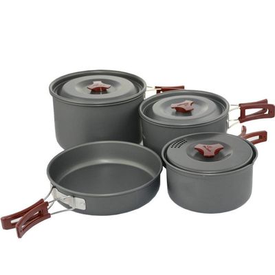 NEWCES Camping Cookware Set for 4-5 People Portable Campfire Cook Gear Traveling Cooking Equipment Utensils Outdoor Cooking Kit for Trekking Hiking Picnic Pots & Pans