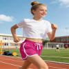 BOOPH 3 Pack Girls Athletic Running Dance Dolphin Shorts 8-10 Years Rose Purple Blue view 3