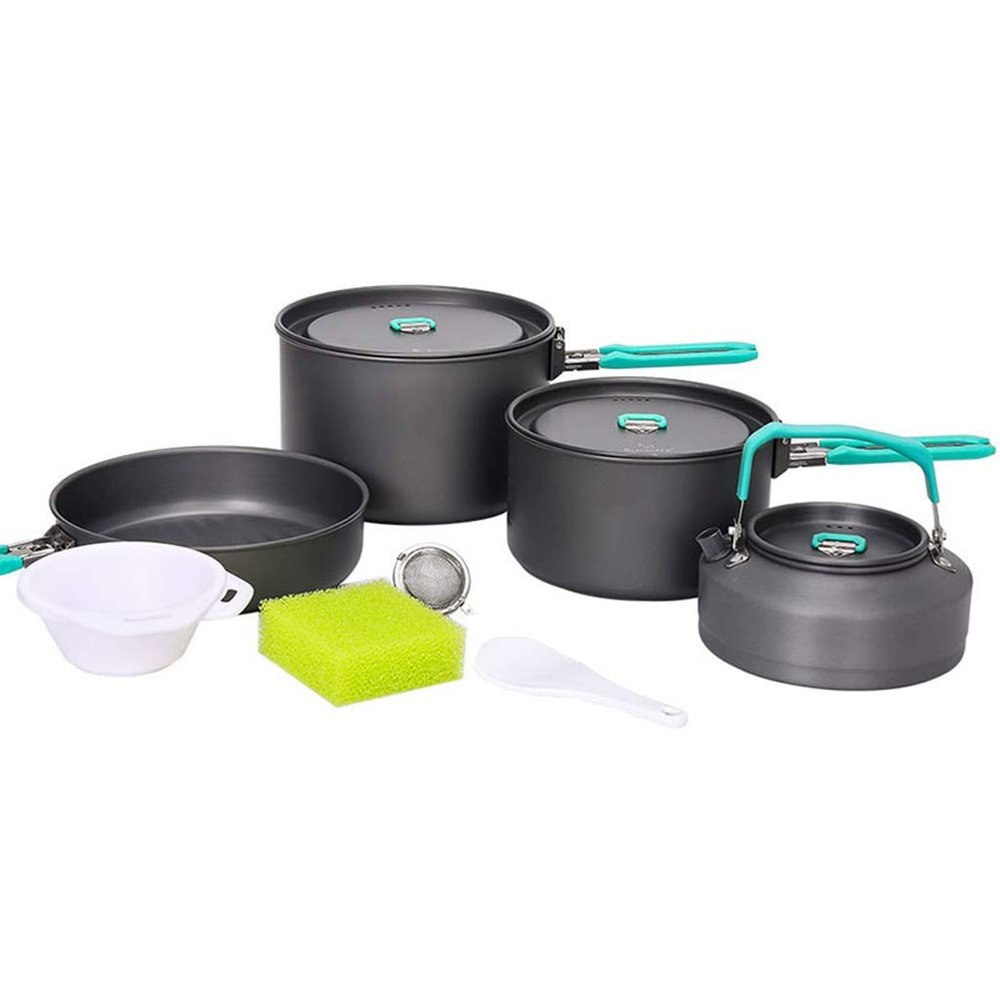 NEWCES Ultralight Camping Cookware Set Aluminum Nonstick Outdoor Tableware Kettle Pot Cooking Pan Bowl Cookset Portable for Hiking Picnic Mountaineering Pots & Pans