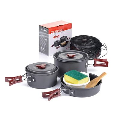 NEWCES Camping Cookware Set Kit Nonstick Lightweight Pots Pans with Mesh Set Bag for Backpacking Hiking Picnic Outdoor Pots & Pans