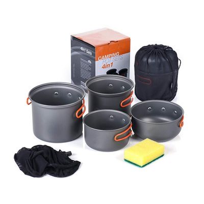 NEWCES Camping Cookware Set Outdoor Ultra-Light Portable Picnic Cookware Camping Non-Stick Cookware Set 2-3 Person Set Hard Alumina Pots & Pans