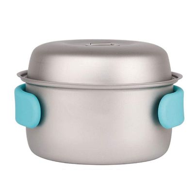 NEWCES Outdoor Pure Titanium Portable Multifunctional Pot Cookware for 2-4 People with Anti-Scald Handle for Backpacking Hiking Picnic Outdoor Pots & Pans